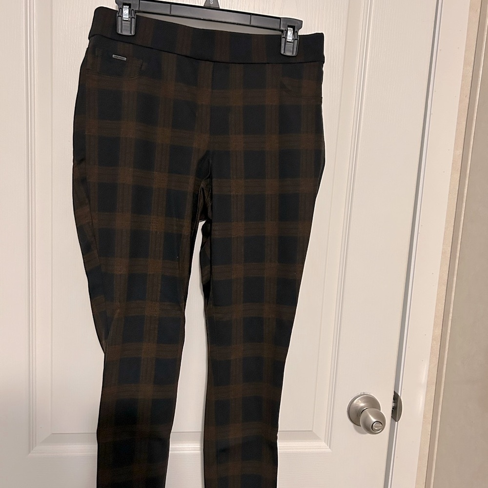 Nine West Black and Brown Plaid Pants